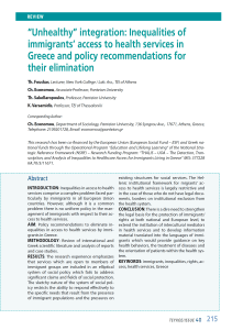 Fouskas T., Economou C., Sakellaropoulos T. Varsamidis K., Unhealthy Integration, Nursing Care & Research, 40 3, 114-135, 2014 (EN)